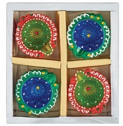 Quality Argile Diya fantaisie 4x1.0 ea, 0,87 $/1ch