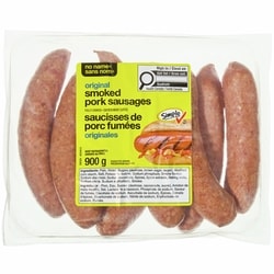 Sans Nom Saucisses de porc fumées originales 900 g, 1,44 $/100g