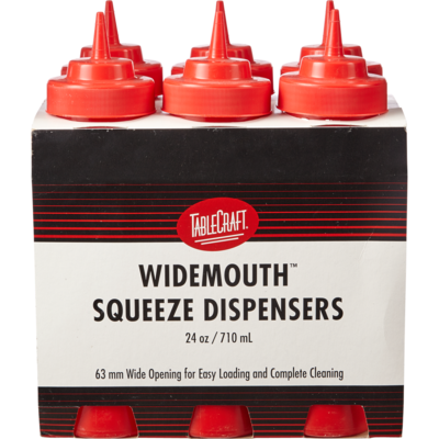 GFS Tablecraft Square Bottle, Dispenser 24 oz Red 6x1.0 ea, $1.67/1ea