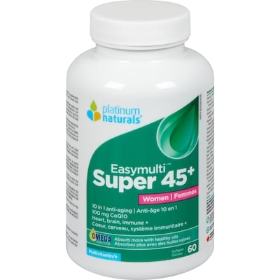 Platinum Naturals Multivitamines Super EasyMulti 45+ pour femmes 60 ea, 1,00 $/1ch