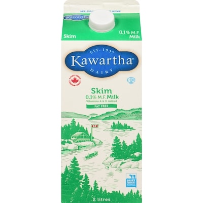 Kawartha Skim Milk 2 l, $0.29/100ml