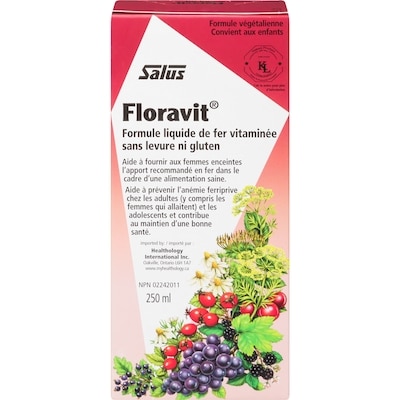 Salus Haus Supplément liquide de fer à base d’herbes Floravit 250 ml, 9,60 $/100ml