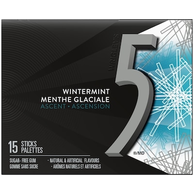 Wrigley's 5 Wintermint-Ascent Flavoured Sugar Free Chewing Gum, 1 Sticks, 1 Pack 15 ea, $0.20/1ea