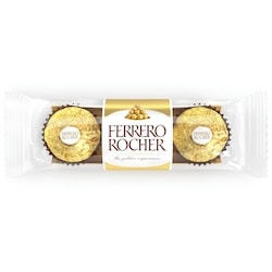 FERRERO ROCHER Chocolat fin aux noisettes, 3 chocolats emballés individuellement 37.5 g, 6,11 $/100g