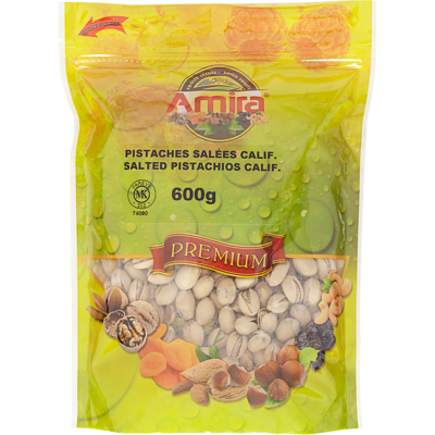Amira California Pistachios, Roasted & Salted 600 g, $2.58/100g