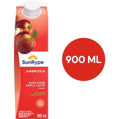 SunRype Ambrosia Pure Apple Juice 900 ml, $0.29/100ml