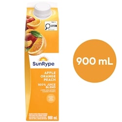 SunRype Apple Orange Peach Juice 900 ml, $0.28/100ml