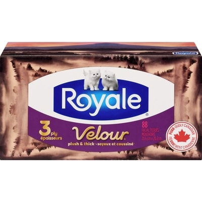 Royale Velour 3 Ply Facial Tissue, 1 Tissue Box, 88 Tissues per box 1 ea, $3.79/1ea