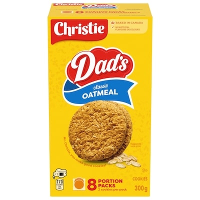 Christie DAD'S Oatmeal Original Cookies 8 Portion Packs 300 g, $1.83/100g