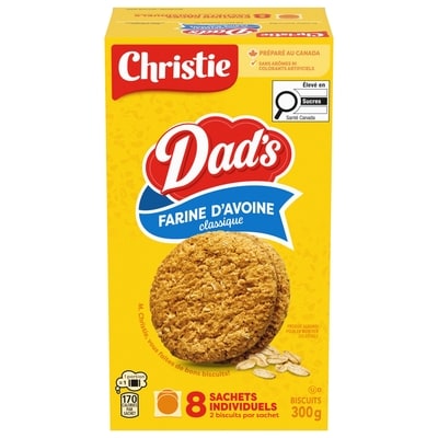 Christie Biscuits DAD's farine d'avoine classique, 8 sachets individuels 300 g, 1,50 $/100g