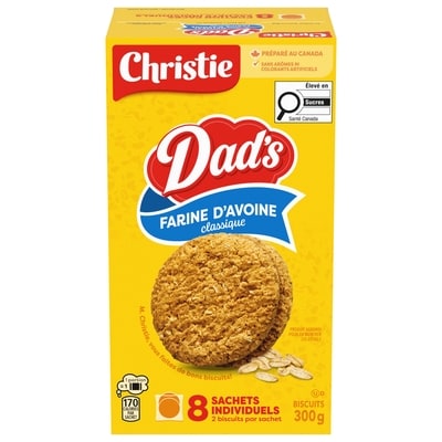 Christie Biscuits DAD's farine d'avoine classique, 8 sachets individuels 300 g, 1,83 $/100g
