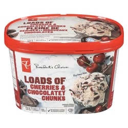 President's Choice Loads Of Cherries & Chocolatey Chunks Light Ice Cream 1.5 l, $0.50/100ml