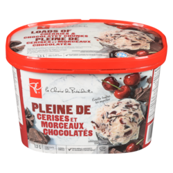 le Choix du Président Crème glacée légère pleine de cerises et morceaux chocolatés 1.5 l, 0,47 $/100ml