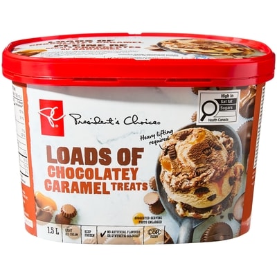 President's Choice Loads Of Chocolatey Caramel Treats Light Ice Cream 1.5 l, $0.53/100ml