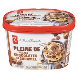 le Choix du Président Crème glacée légère pleine de régals chocolatés au caramel 1.5 l, 0,50 $/100ml