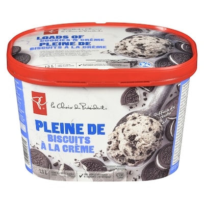 le Choix du Président Crème glacée légère pleine de biscuits à la crème 1.5 l, 0,50 $/100ml