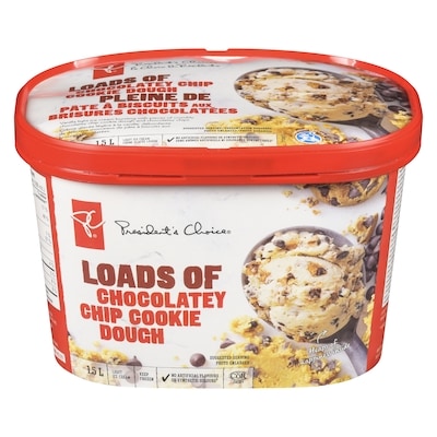 President's Choice Loads Of Chocolatey Chip Cookie Dough Light Ice Cream 1.5 l, $0.50/100ml