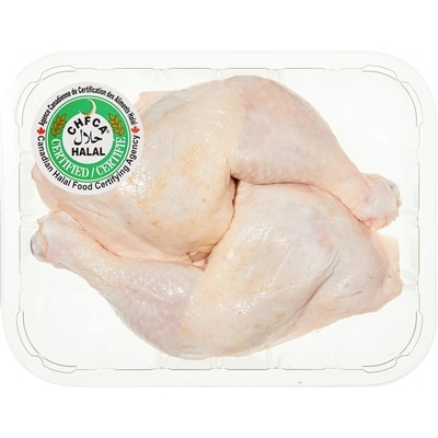 null Halal Chicken Thighs with Back Attached, Tray Pack $6.59/1kg $2.99/1lb