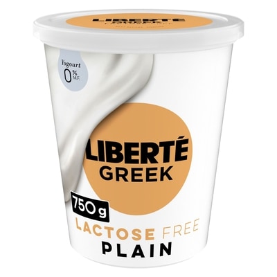 Liberte Greek 0% Lactose Free Yogurt, Plain, High Protein 750 g, $0.87/100g