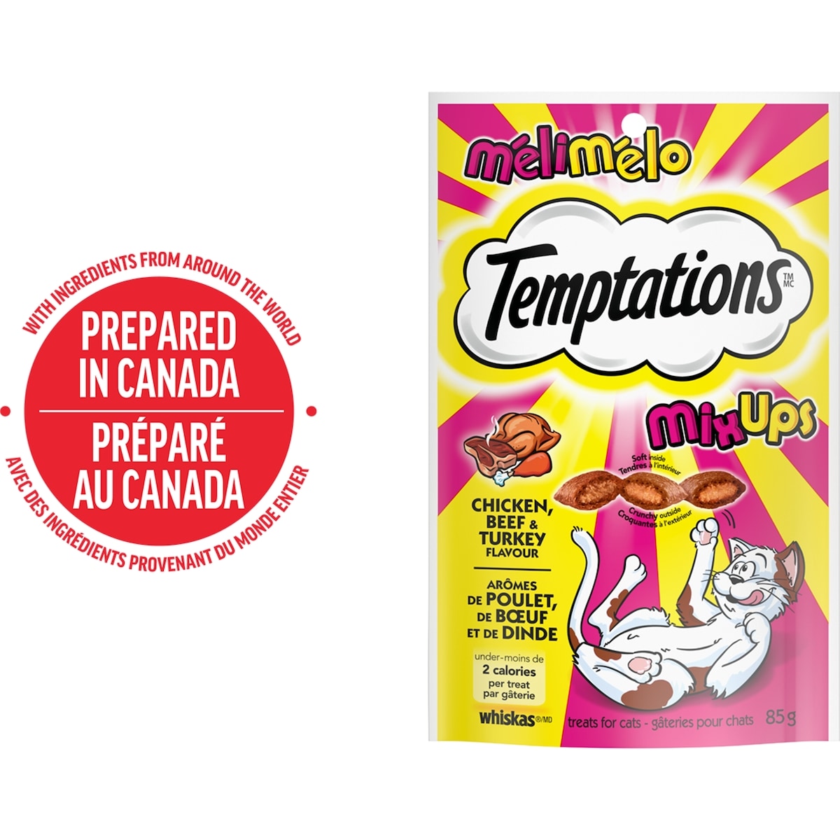 Whiskas Gâteries pour chats Mélimélo arômes de poulet, de dinde et de bœuf 85 g, 2,93 $/100g
