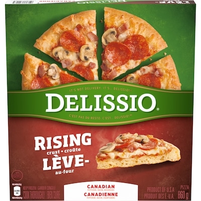 Delissio Rising Crust Canadian Pizza 860 g, $0.99/100g