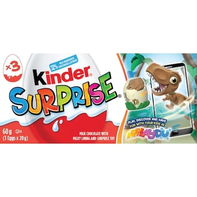 Kinder Œufs en chocolat au lait SURPRISE® avec jouets, classique, paquet de 3 60 g, 9,15 $/100g