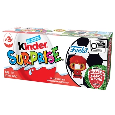 Kinder SURPRISE oeufs en chocolat au lait avec jouets, classique, paquet de 3 60 g, 7,50 $/100g