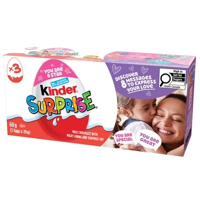 Kinder SURPRISE Milk Chocolate Eggs with Toys, Pink Edition, 3 Pack 60 g, $7.50/100g