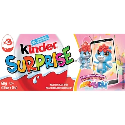 Kinder Œufs en chocolat au lait SURPRISE® avec jouets, rose, paquet de 3 60 g, 9,15 $/100g
