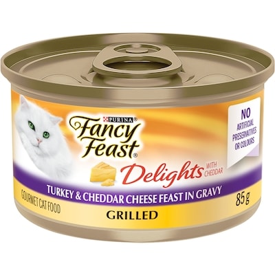 Purina Fancy Feast Delights with Cheddar Grilled Turkey & Cheddar Cheese Feast, Wet Cat Food 85 g, $1.06/100g