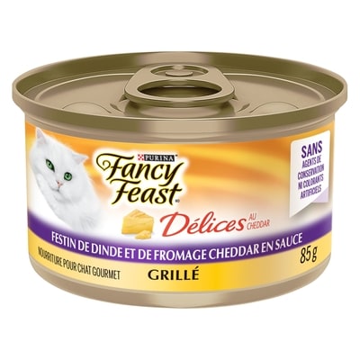 Purina Fancy Feast Délices au Cheddar Festin de Dinde Grillés et de Fromage Cheddar en Sauce, Nourriture Humide pour Chats 85 g, 1,52 $/100g