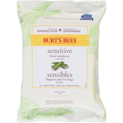 Burt's Bees Sensitive Facial Cleansing Towelettes with Cotton Extract 30 ea, $0.33/1ea