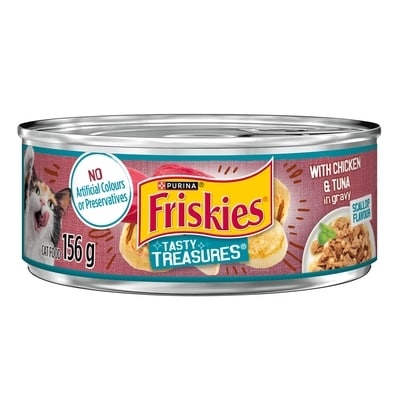 Purina Friskies Tasty Treasures Wet Cat Food Chicken and Tuna in Sauce 156 g, $0.58/100g