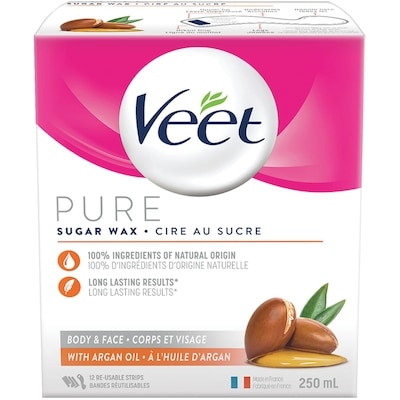 Veet Trousse de cire au sucre Pure™ à l’huile d’argan 250 ml, 8,00 $/100ml