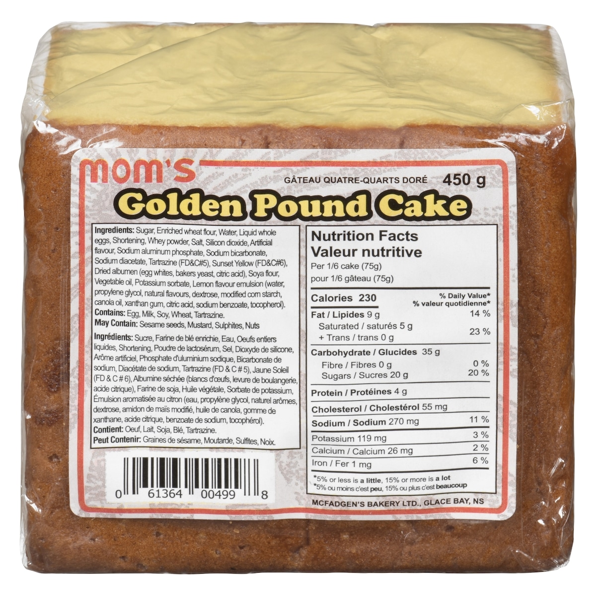Moms Gâteau quatre-quarts doré 450 g, 1,33 $/100g