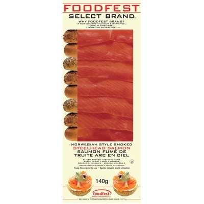 Foodfest Kosher Steelhead Smoked Salmon 140 g, $9.28/100g