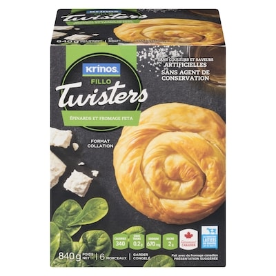 Krinos Filo Twisters épinards et féta 840 g, 1,31 $/100g