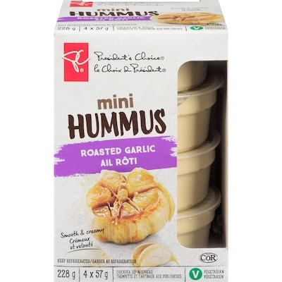 President's Choice Mini Roasted Garlic Hummus Chickpea Dip And Spread 228 g, $1.88/100g