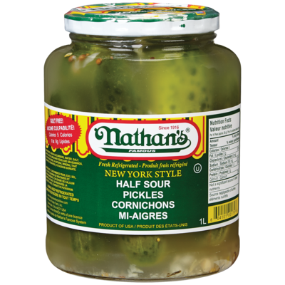 Nathan Kosher Nathan's Famous Half Sour Pickles 1.125 l, $0.90/100ml