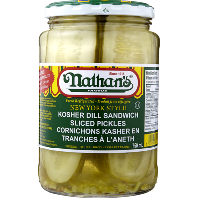 Nathan Kosher Dill  Sandwich Slices 750 ml, $1.20/100ml