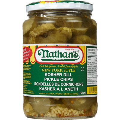 Nathan Rondelles de cornichon à l’aneth Nathans Famous casher 750 ml, 1,20 $/100ml