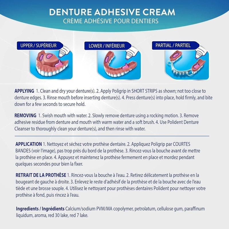 Strong Hold Denture Adhesive Cream, Zinc Free