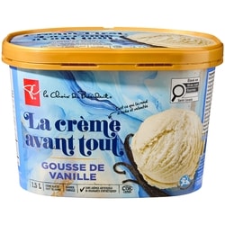 le Choix du Président Crème glacée à la gousse de vanille La crème avant toutMC 1.5 l, 0,47 $/100ml