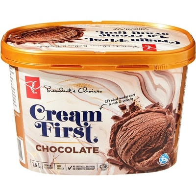 President's Choice Cream First Chocolate Premium Ice Cream 1.5 l, $0.43/100ml
