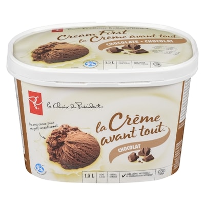 le Choix du Président Crème glacée haut de gamme La crème avant tout au chocolat 1.5 l, 0,43 $/100ml