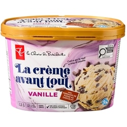 le Choix du Président Crème glacée à vanille avec torsades de fudge au chocolat La crème avant toutMC 1.5 l, 0,47 $/100ml