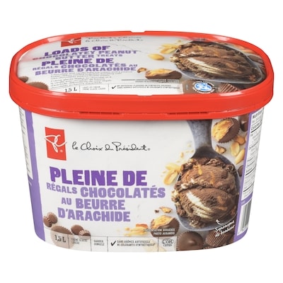 le Choix du Président Crème glacée légère pleine de régals chocolatés au beurre d'arachide 1.5 l, 0,50 $/100ml