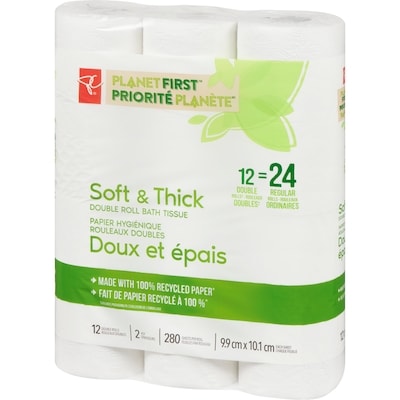 Planet First Soft and Thick Double Roll Bath Tissue, 12 Rolls