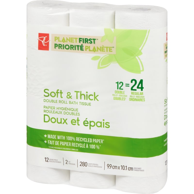 Planet First Soft and Thick Double Roll Bath Tissue, 12 Rolls