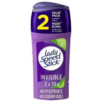 Lady Speedstick Déodorant anti-transpirant, Invisible, Powder Fresh 2x70.0 g, 4,99 $/100g